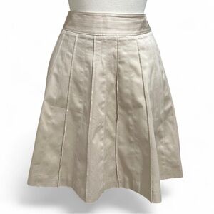 White House Black Market Cream Pleated A-Line Skirt